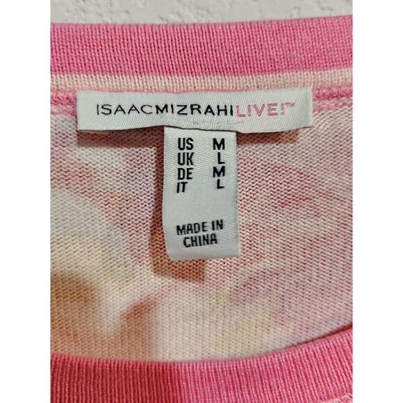 Isaac Mizrahi Live! Floral Printed Sweater w/ Cover Stitch PINK M A393580 - Picture 5 of 7